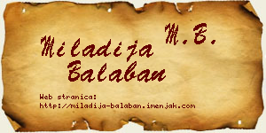 Miladija Balaban vizit kartica